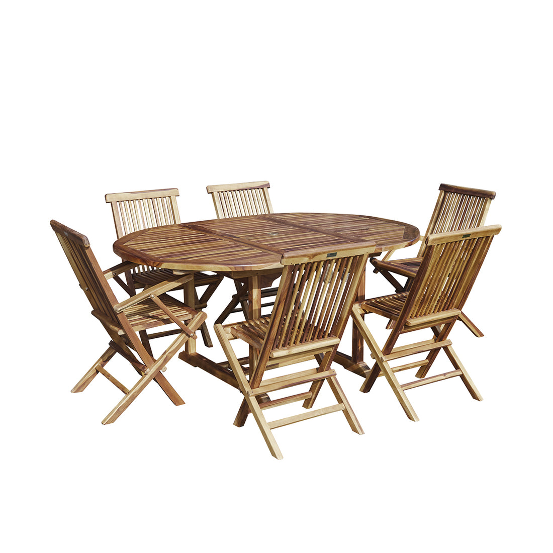 BALI - Salón de exterior extensible de teca maciza aceitada para 6/8 pers.
