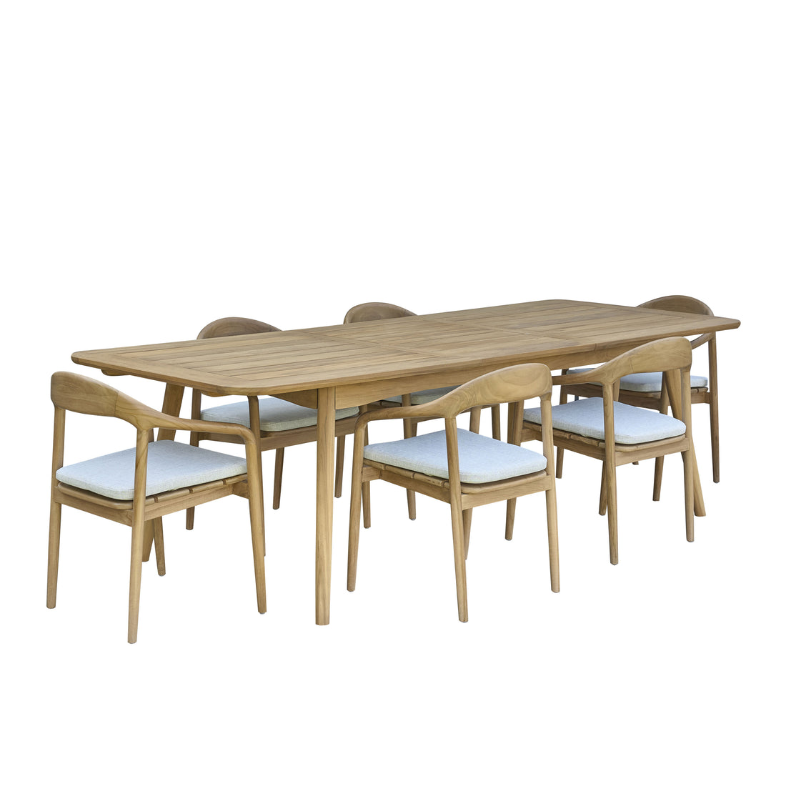 AMBRE - Conjunto de muebles de jardín de teca maciza extensible 6/8 pers.