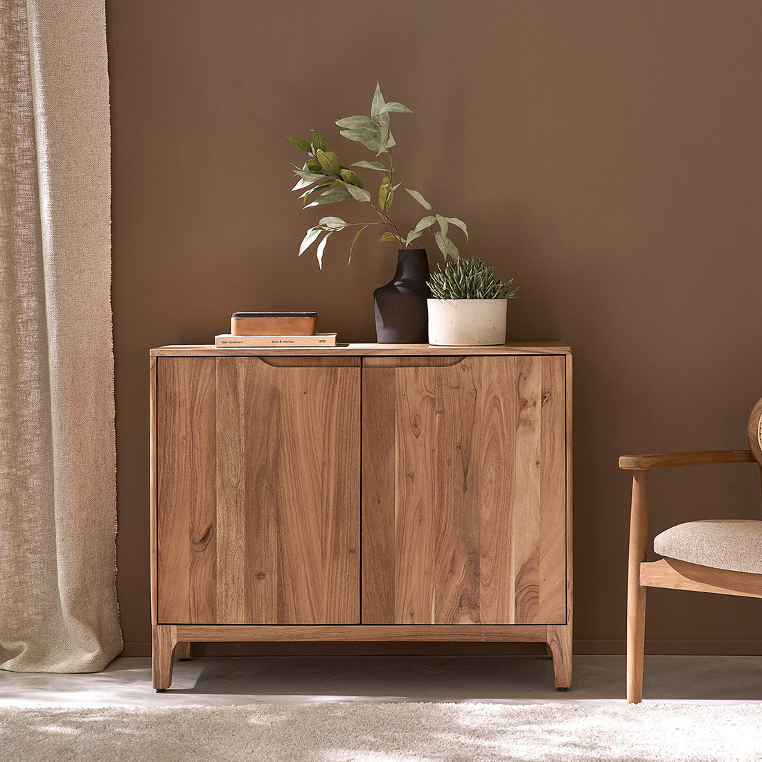 SAMSO - Aparador de acacia maciza de 100 cm