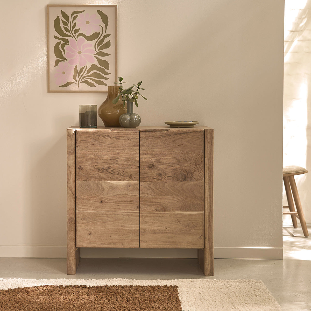 CALI - Aparador de acacia maciza de 80 cm