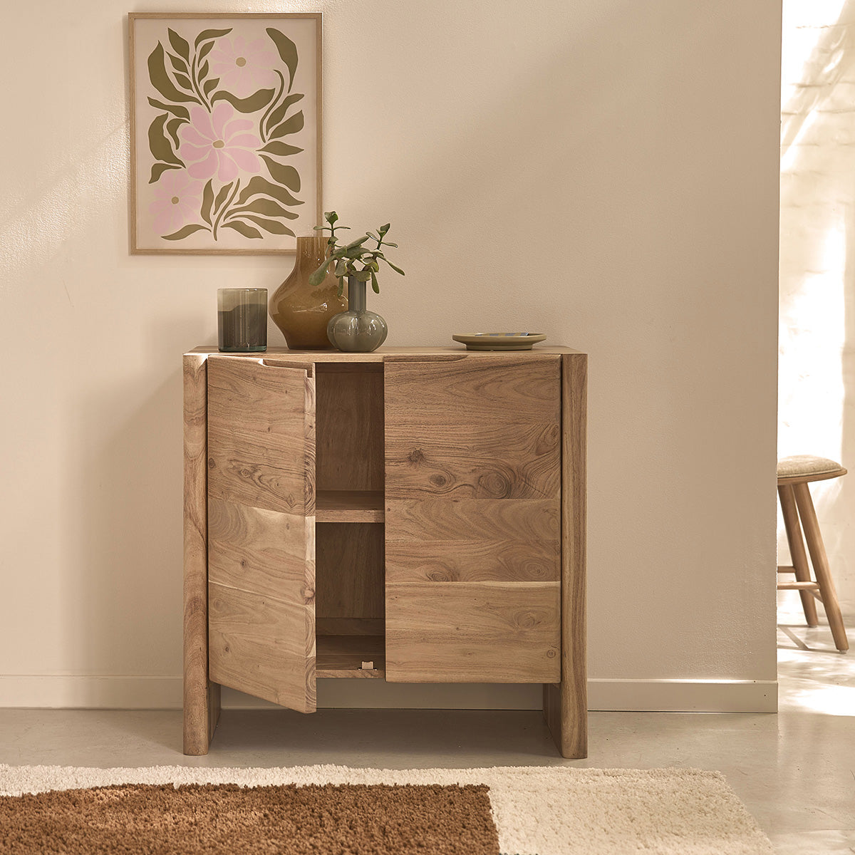 CALI - Aparador de acacia maciza de 80 cm