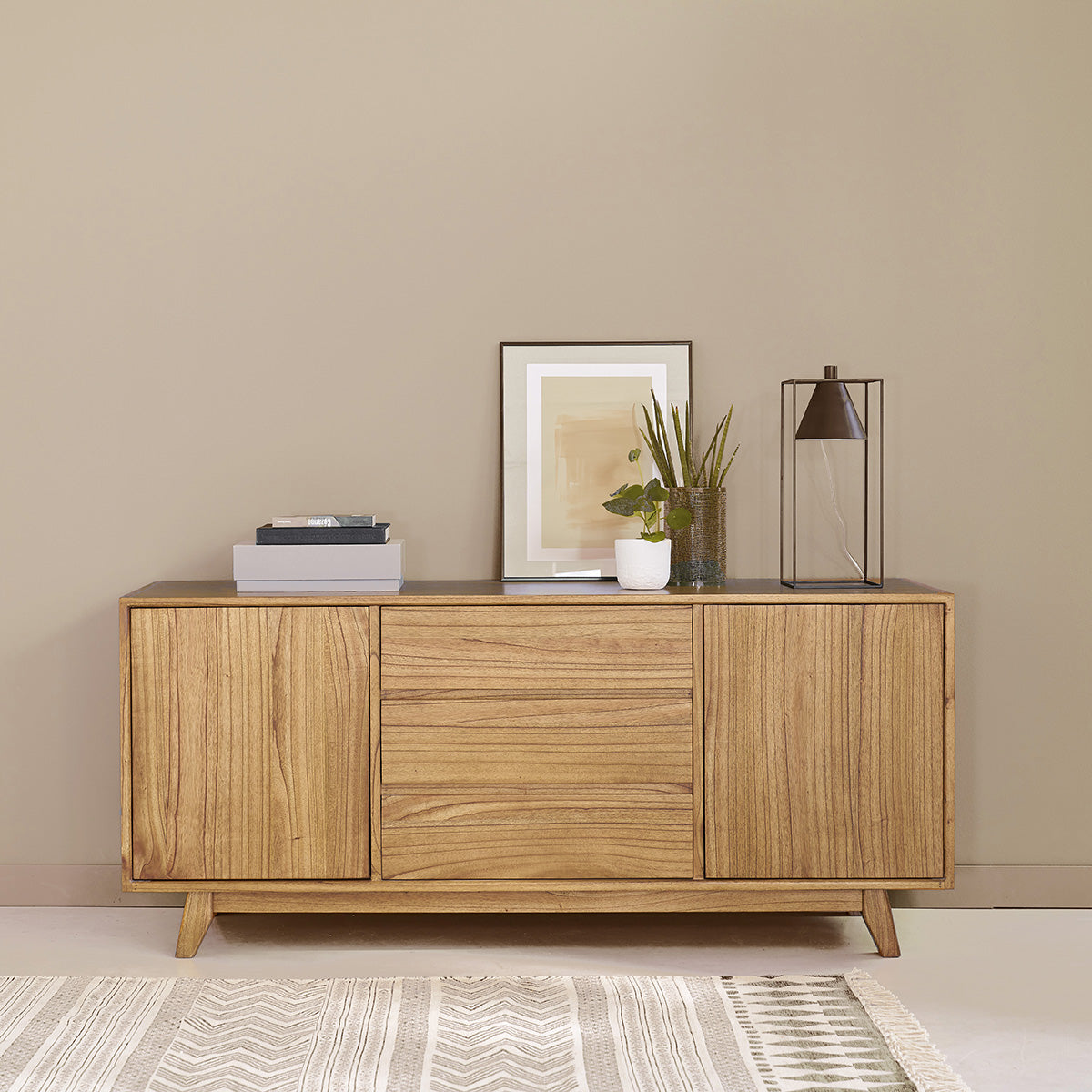 FIFTIES - Cómoda de madera de mindi 160 cm