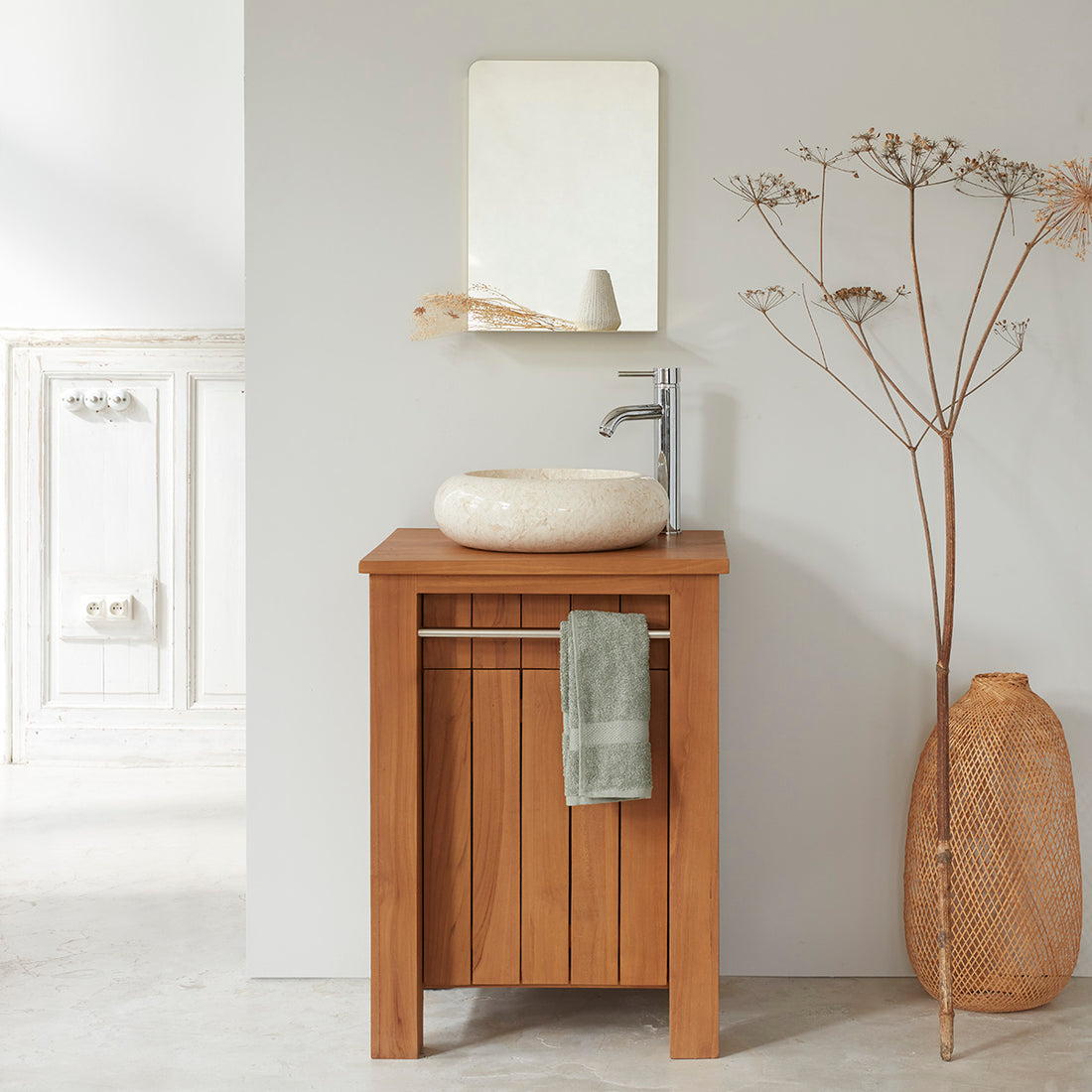 PORTO - Mueble de lavabo de teca maciza 60 cm