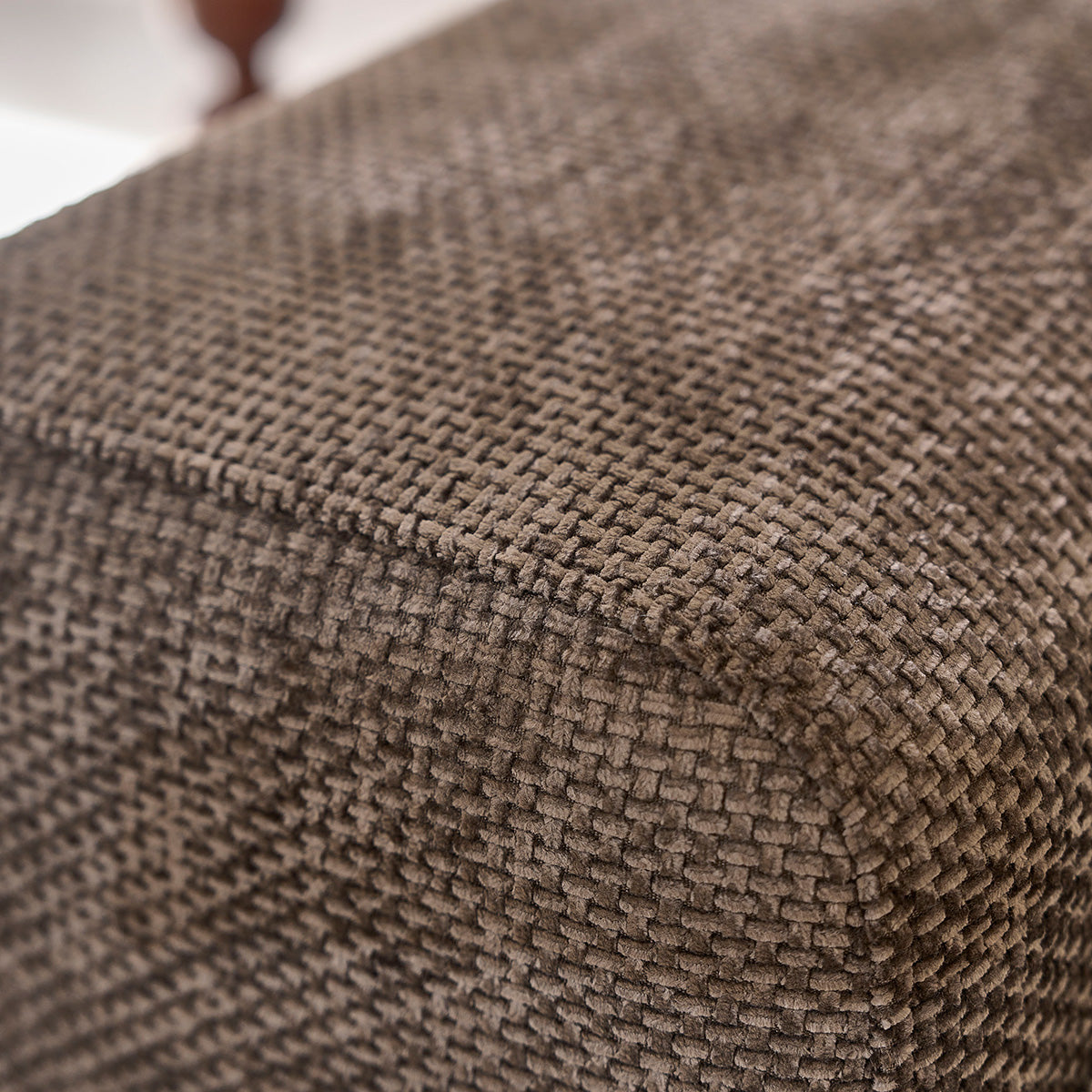 ALPHONSE - Sofá recto de 3 plazas en terciopelo trenzado moca