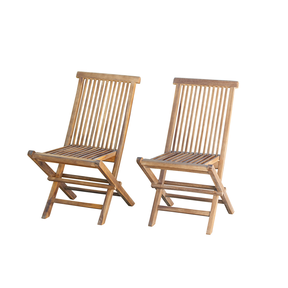 BALI - Silla de exterior plegable de teca maciza aceitada (juego de 2)