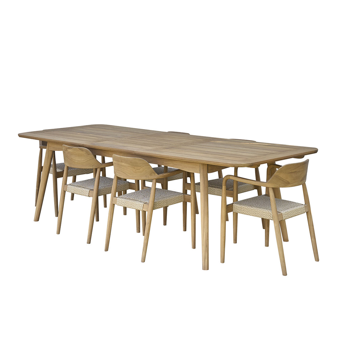 ALIZÉ - Conjunto de muebles de jardín de teca maciza extensible 6/8 pers.