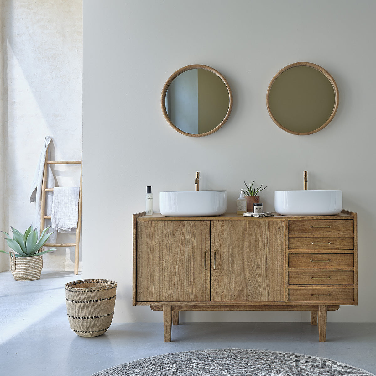 FIFTIES - Mueble de lavabo de mindi macizo 135 cm