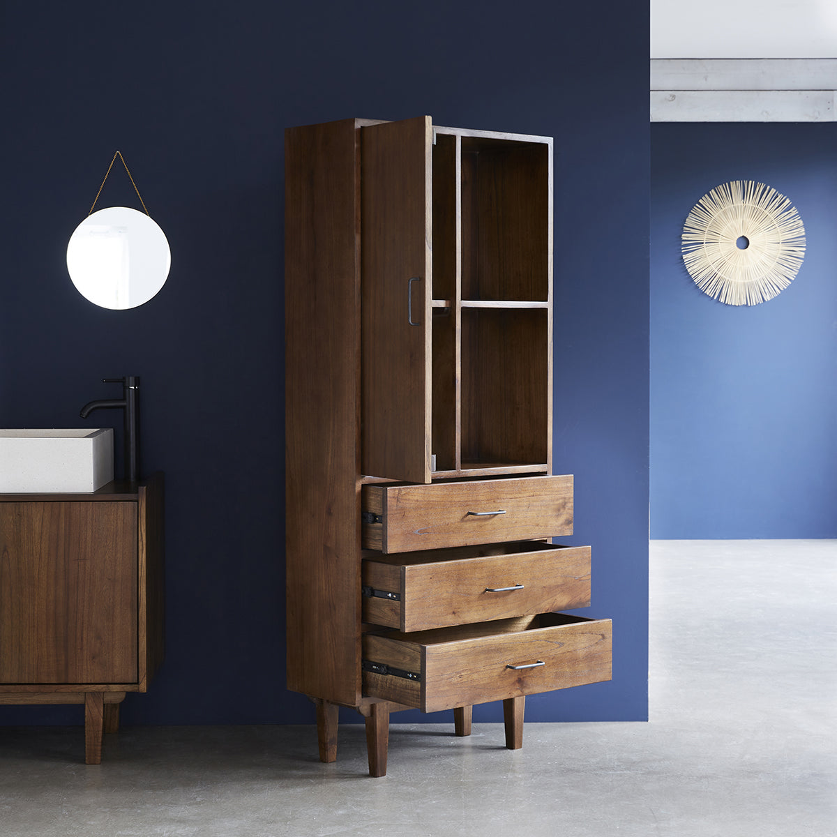 VINTAGE - Doble columna de baño de mindi macizo 170 cm