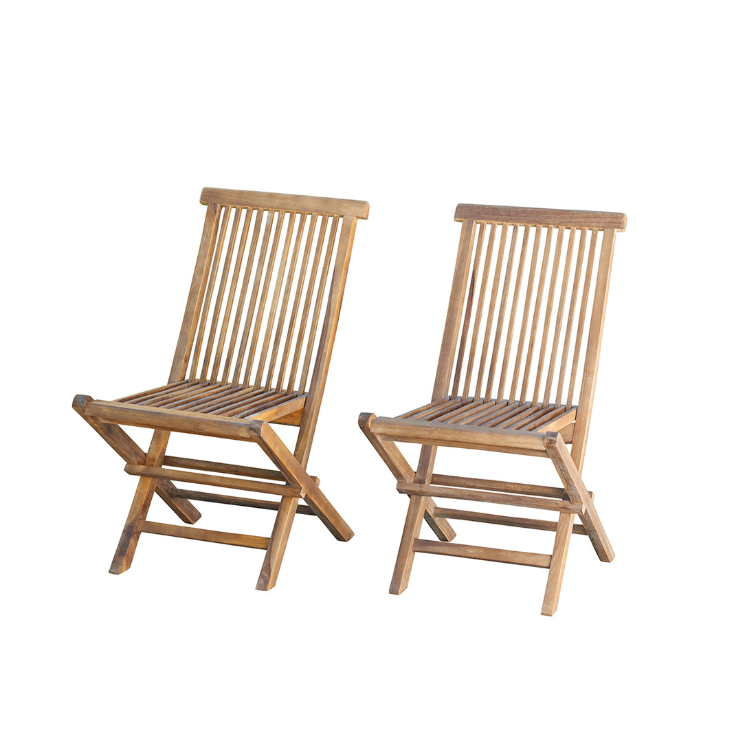 BALI - Silla de exterior plegable de teca maciza aceitada (juego de 2) BALI