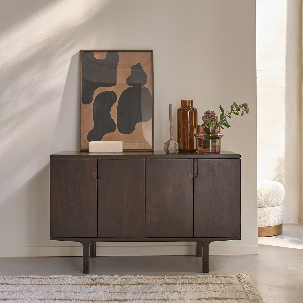 LAZARE - Aparador de madera maciza de mango de 120 cm