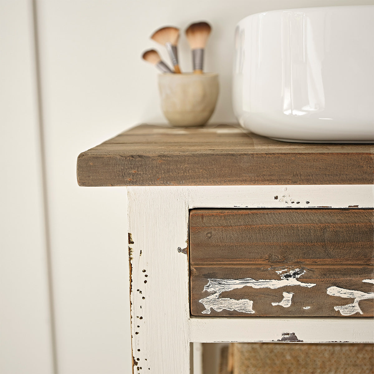 SEZANNE - Mueble de lavabo de madera maciza reciclada 80 cm