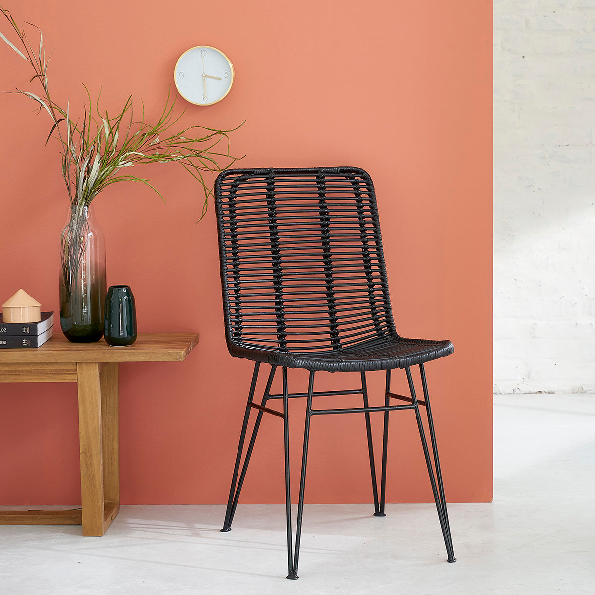 BOHEMA - Lote de 2 sillas de ratán y metal negras