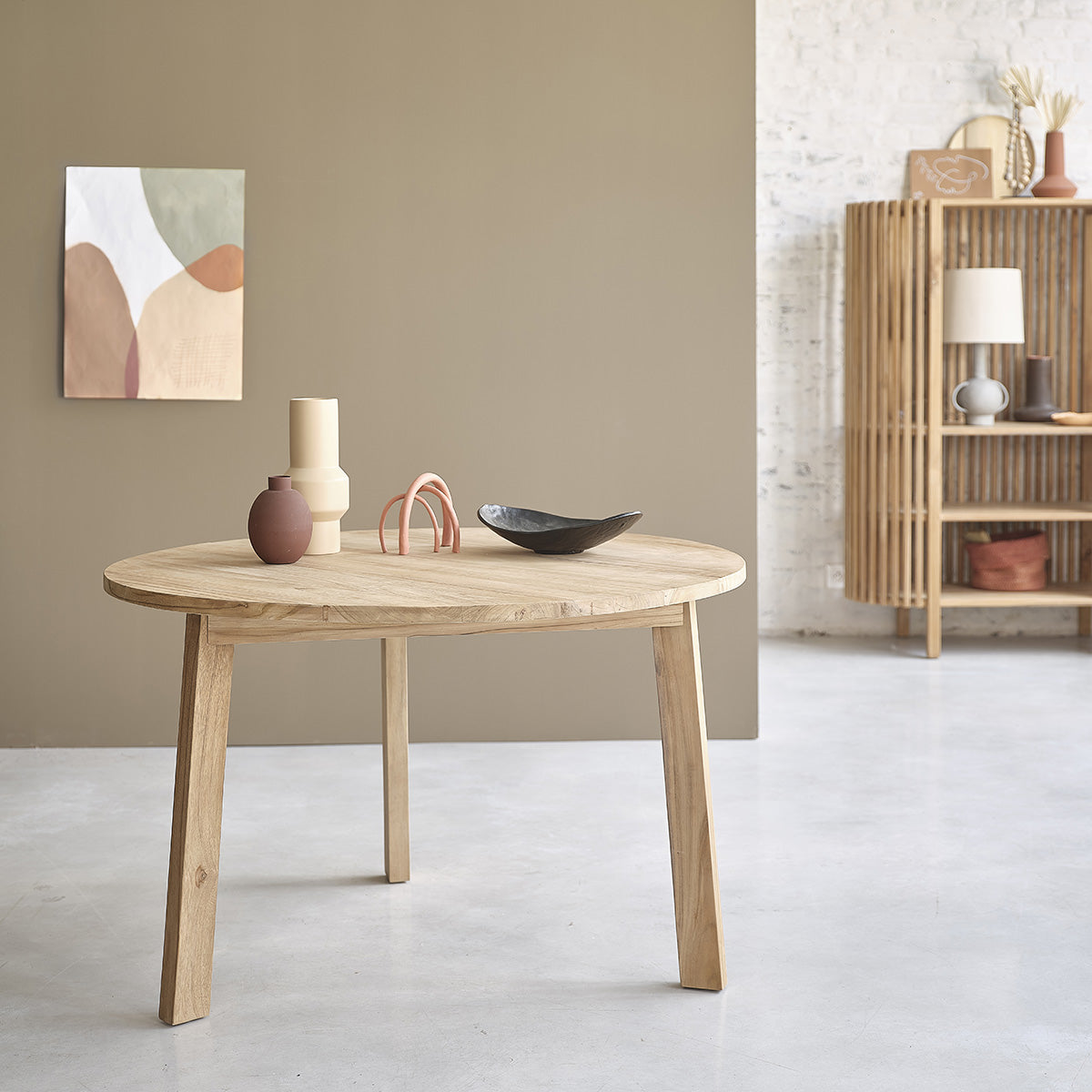 ALDO - Mesa redonda de teca maciza para 4 pers.