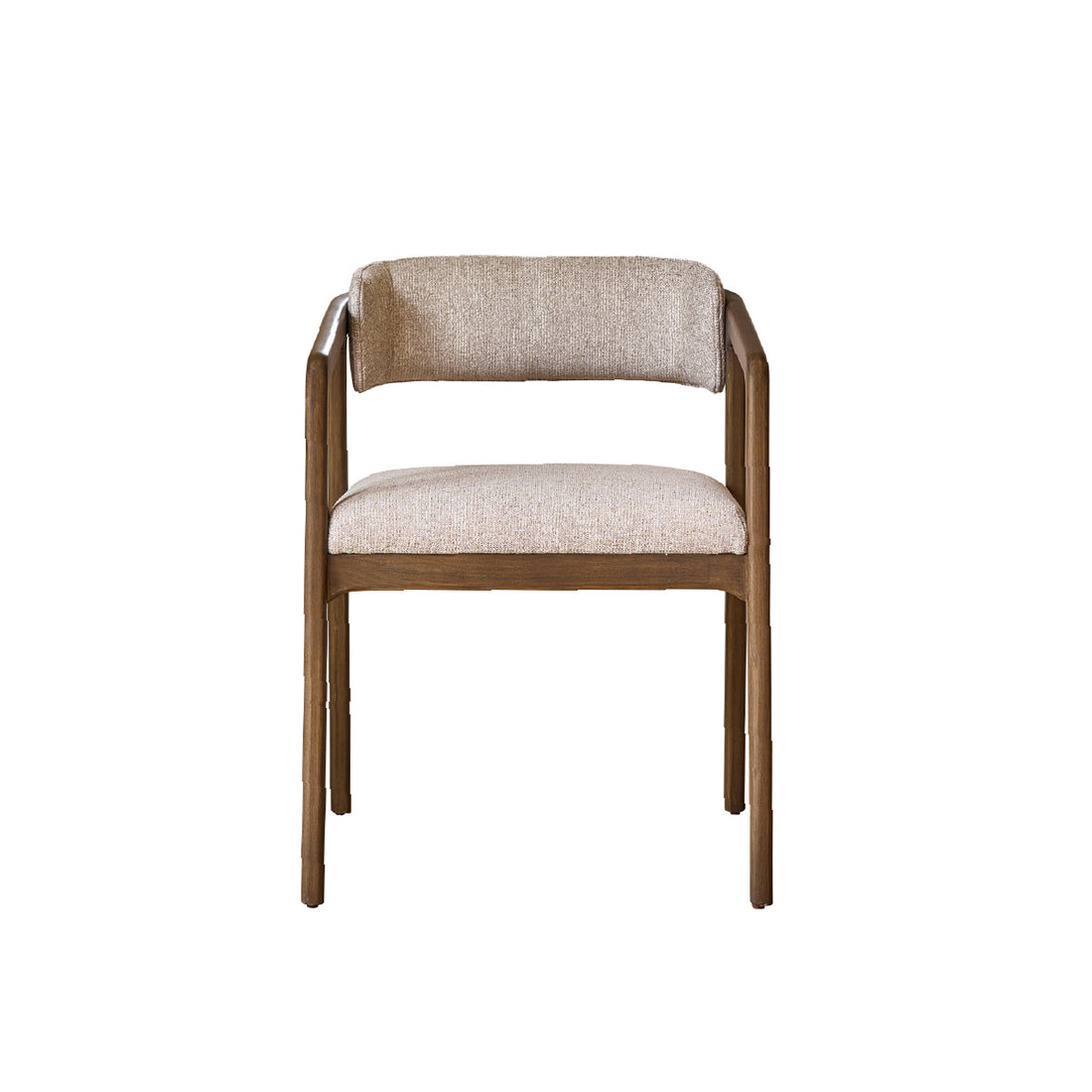 ÉLOI - Silla de madera maciza y tejido con textura beige chiné