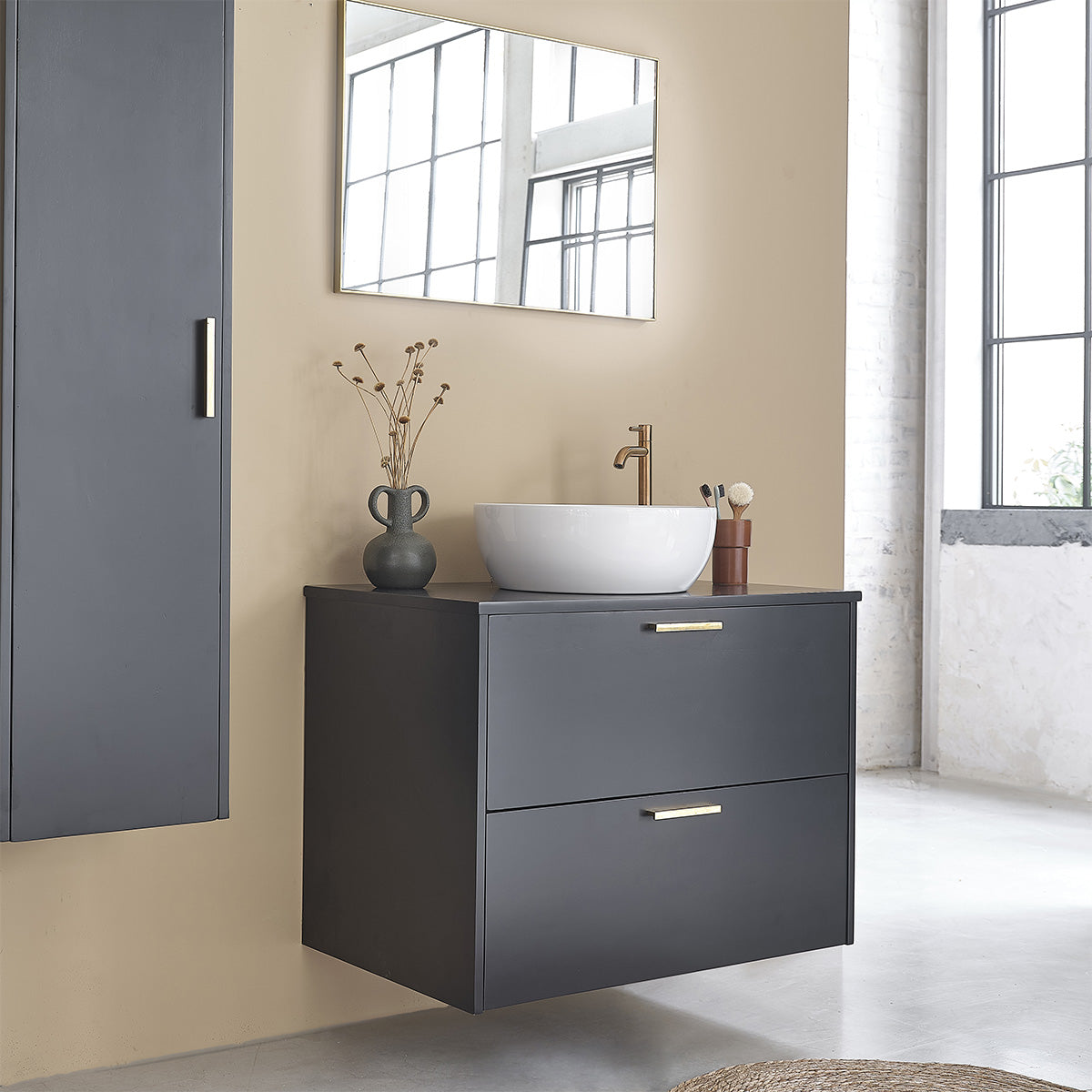 LUNA - Espejo rectangular de metal dorado 70x50 cm