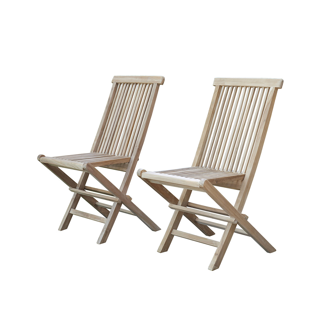 MIDLAND - Silla de exterior plegable de teca maciza (juego de 2)