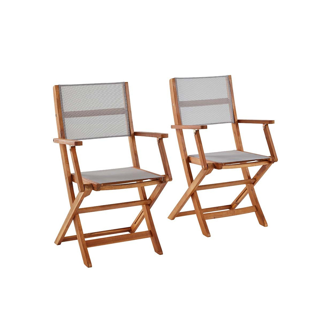 HANOÏ - Sillón de exterior de acacia maciza y textileno gris (juego de 2) HANOÏ
