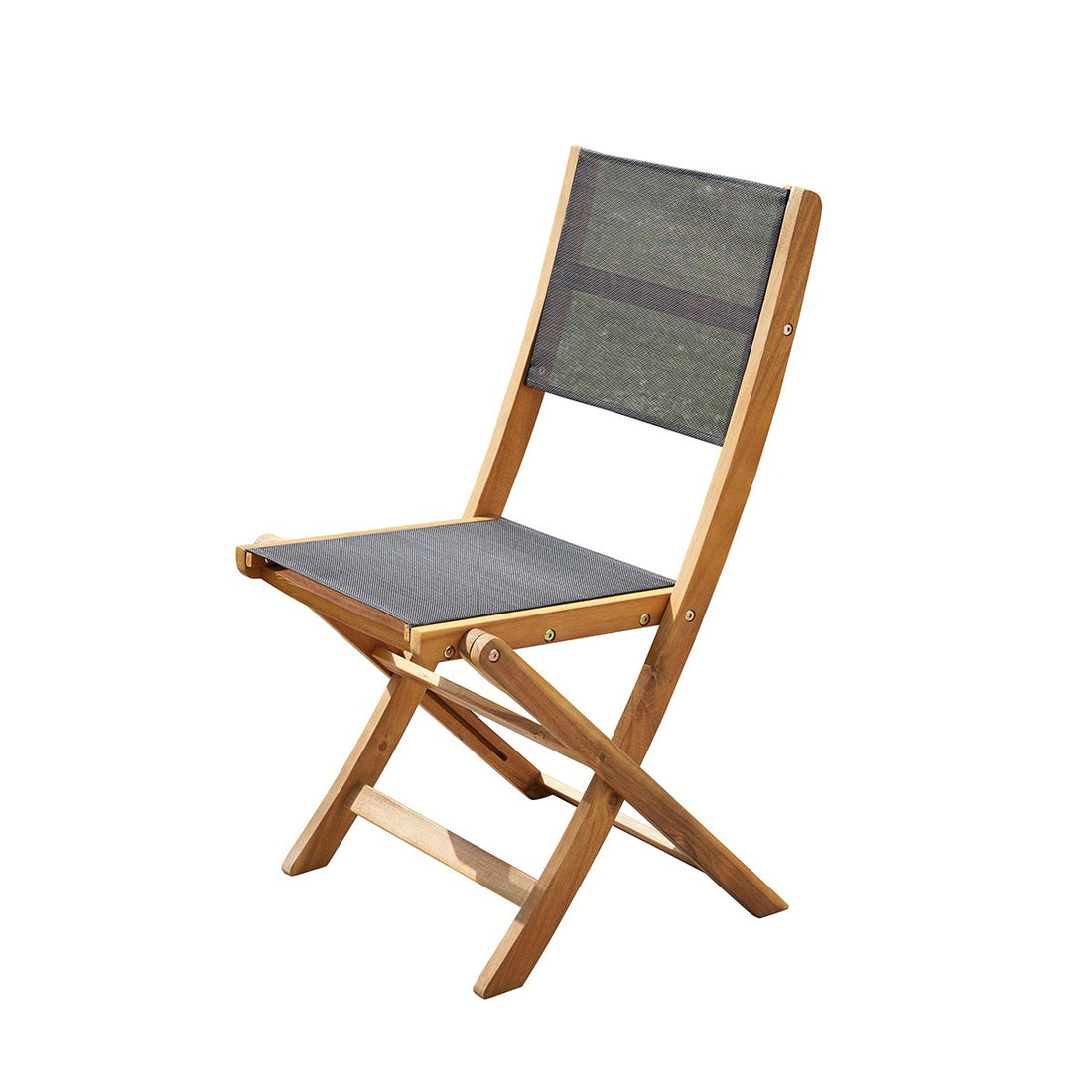 HANOÏ - Silla de exterior de acacia maciza y textileno negro HANOÏ