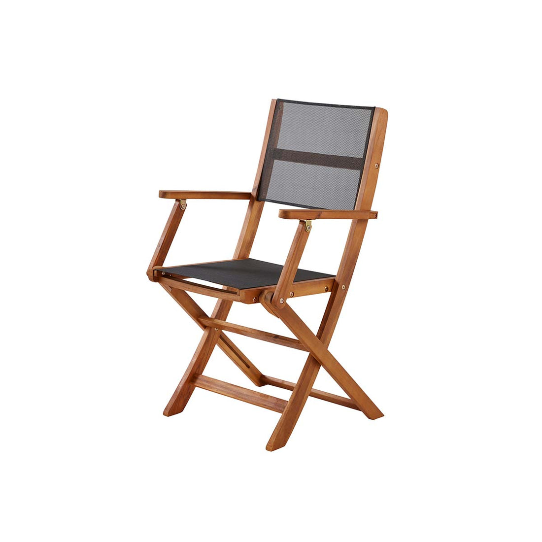 HANOÏ - Sillón de exterior de acacia maciza y textileno negro HANOÏ