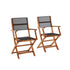 Sillón de acacia maciza y textileno negro (juego de 2)