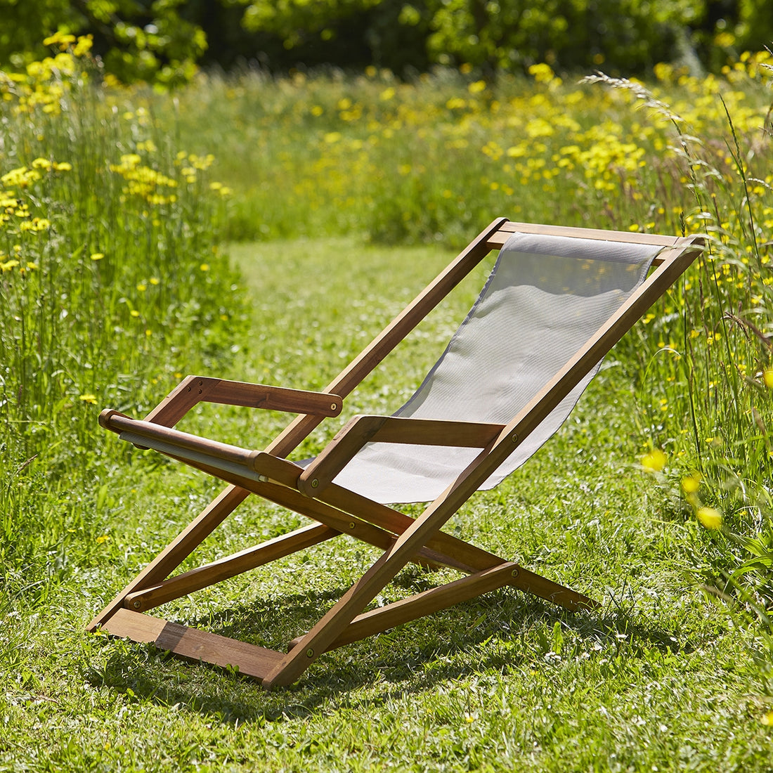 HANOÏ - Silla de acacia maciza y textileno gris HANOÏ