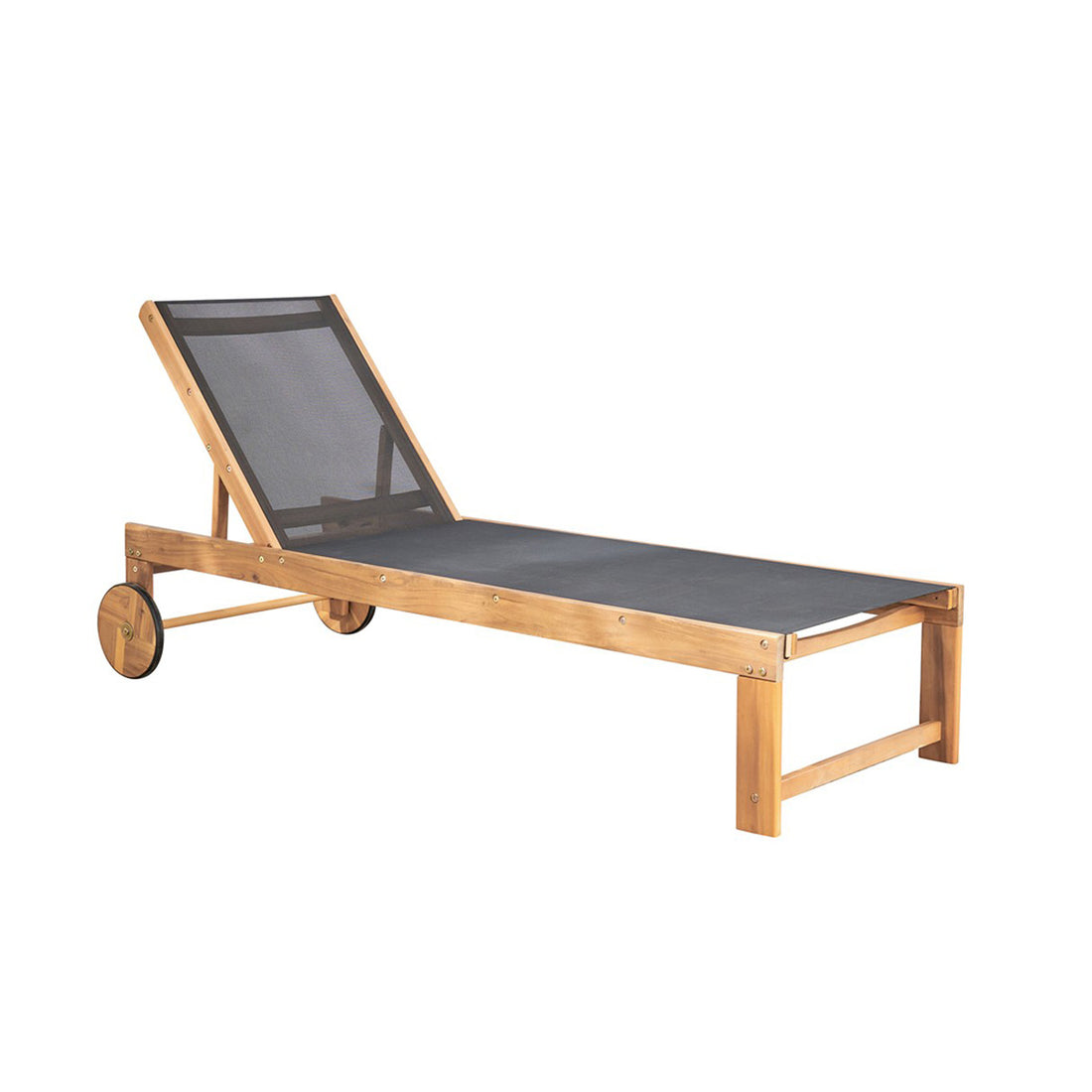 HANOÏ - Tumbona de acacia maciza FSC y textileno negro HANOÏ