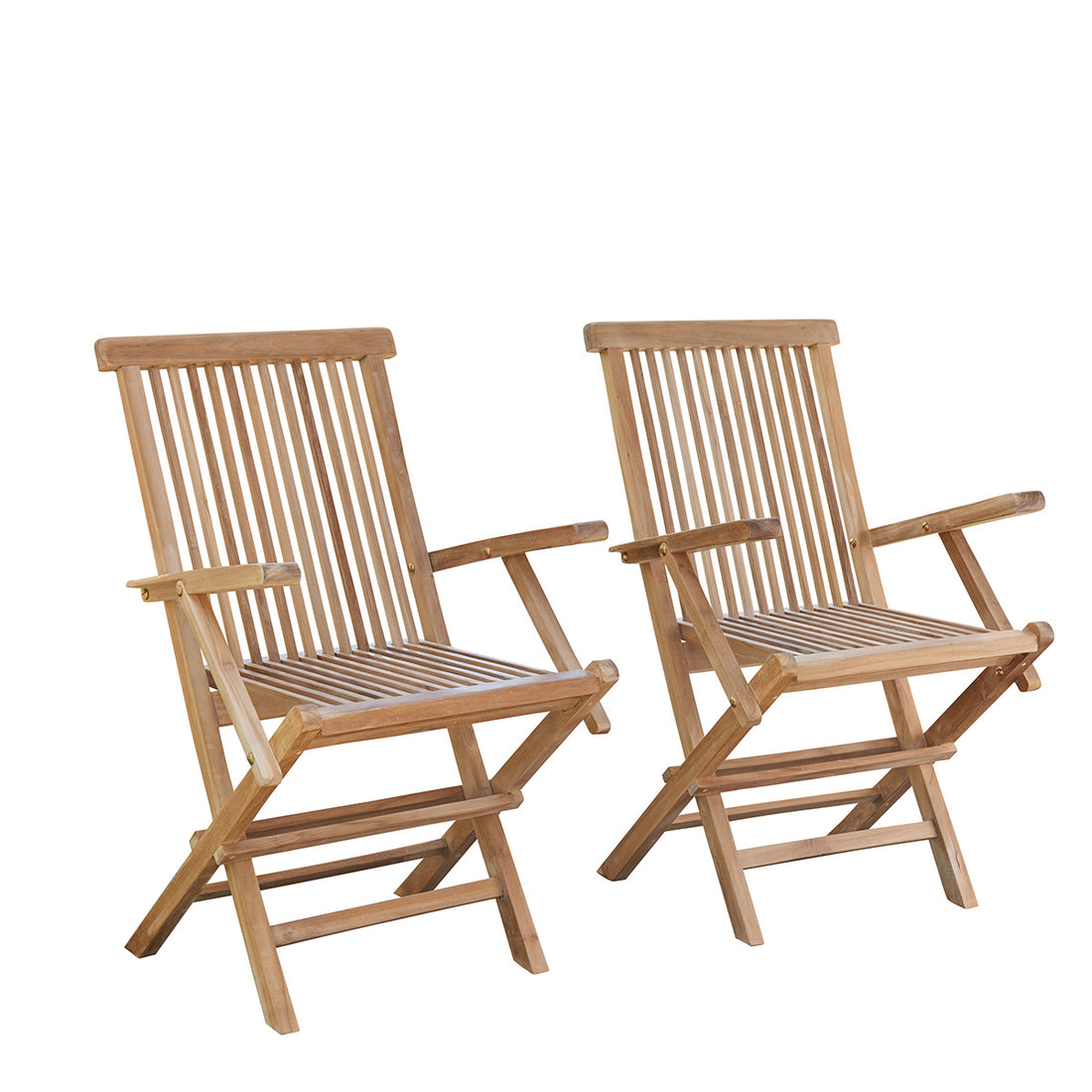 MIDLAND - Sillón de exterior plegable de teca maciza (juego de 2)