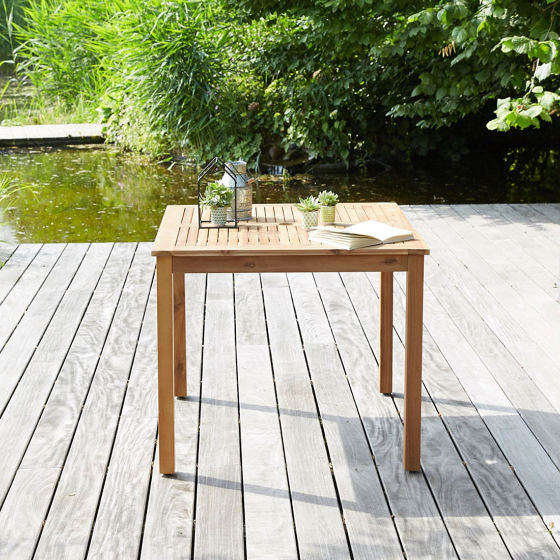 HANOÏ - Mesa de exterior cuadrada de acacia maciza FSC para 4 pers. HANOÏ