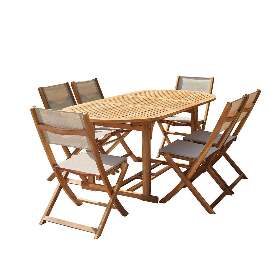 HANOÏ - Salón de exterior de acacia maciza FSC y textileno gris para 6/8 pers. HANOÏ