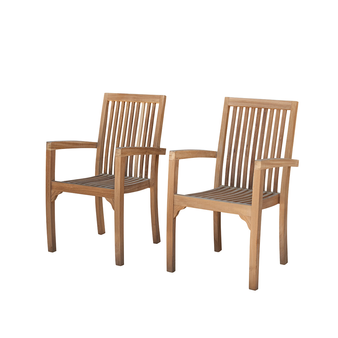 MALTE - Sillones de exterior de teca maciza apilables (juego de 2) MALTE