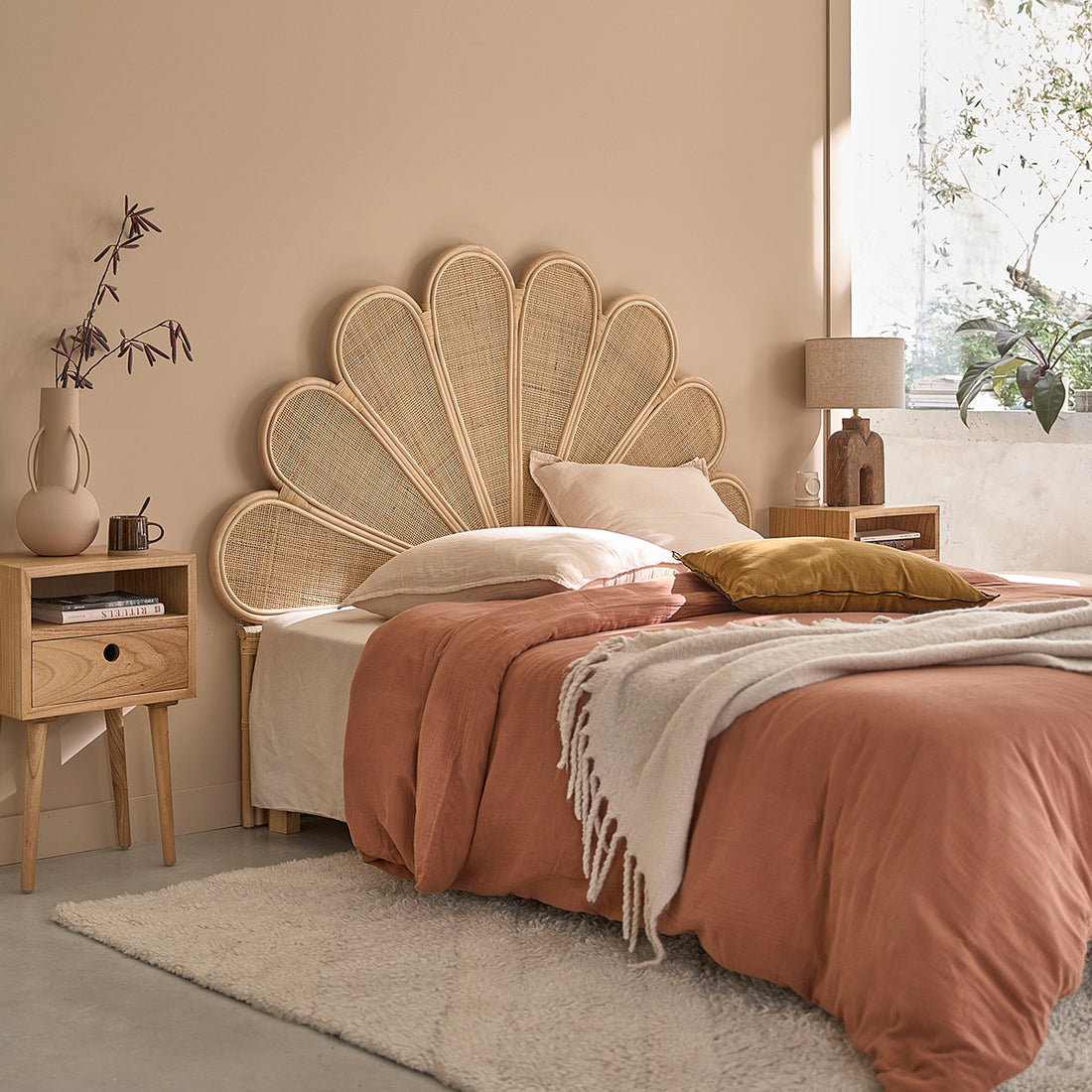 ROMY - Cabecero de ratán y rejilla 160 cm