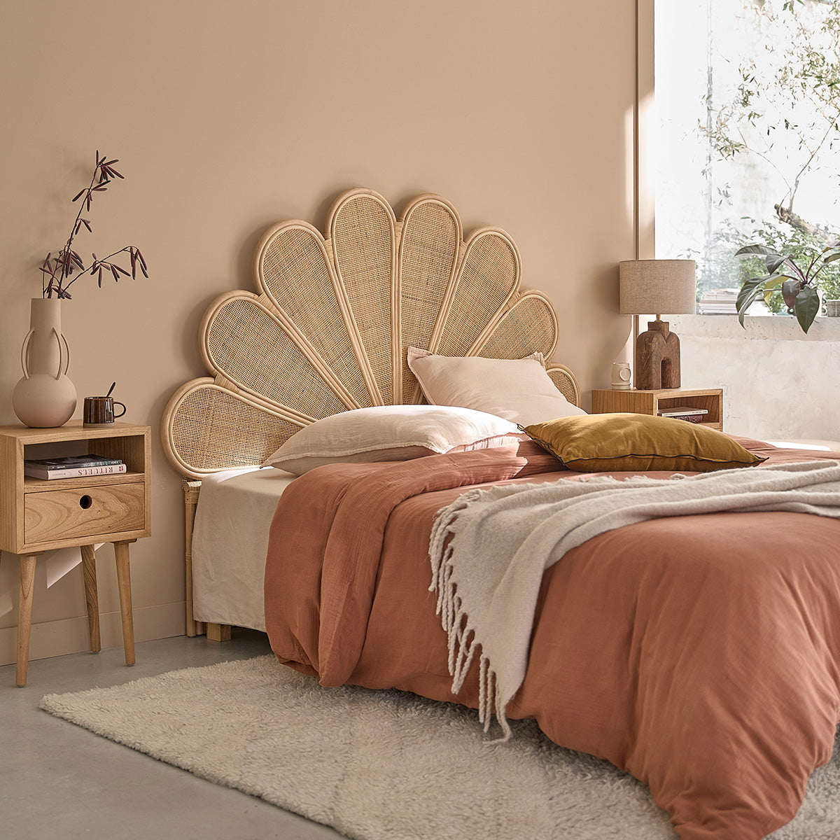 ROMY - Cabecero de ratán y rejilla 160 cm