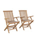 Sillón de exterior plegable de teca maciza (juego de 2)