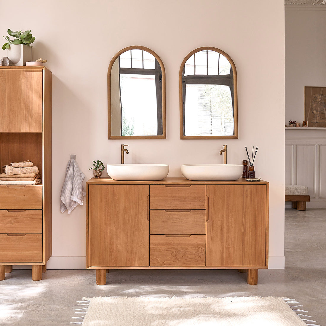 GUSTAVE - Mueble de baño de teca maciza 140 cm