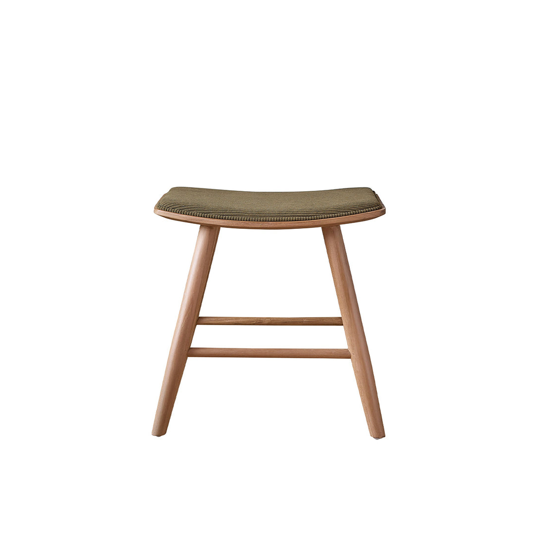AMBRE - Taburete de madera de teca con asiento de terciopelo 45 cm