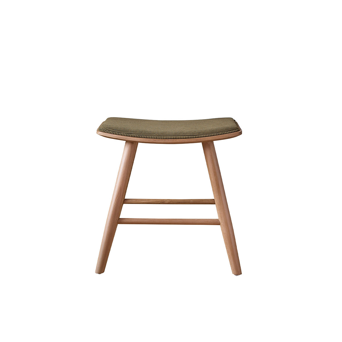 AMBRE - Taburete de madera de teca con asiento de terciopelo 45 cm