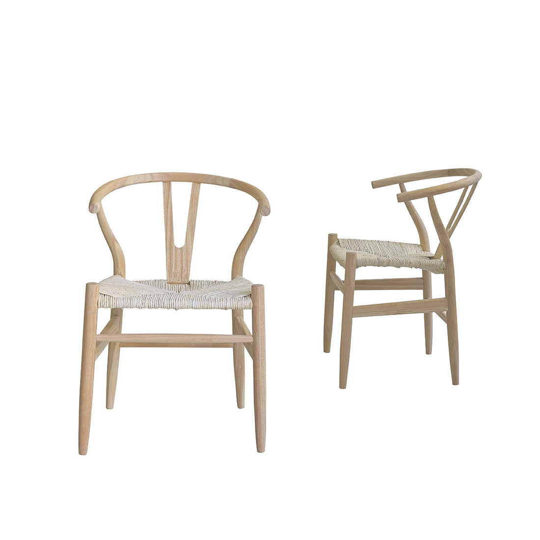 CAMILLE - Lote de 2 sillas de mindi macizo y cuerda natural