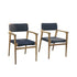 Sillón de exterior de teca maciza y cuerda negra (juego de 2)