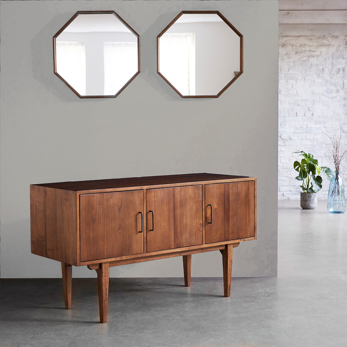 VINTAGE - Mueble de baño de mindi macizo 135 cm doble tablero