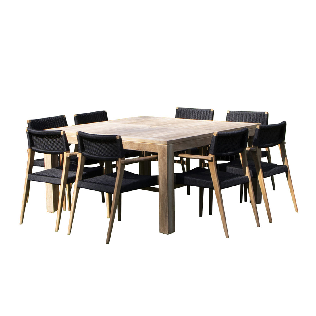 ESTHER - Salón de exterior de teca maciza y cuerda para 8 pers.