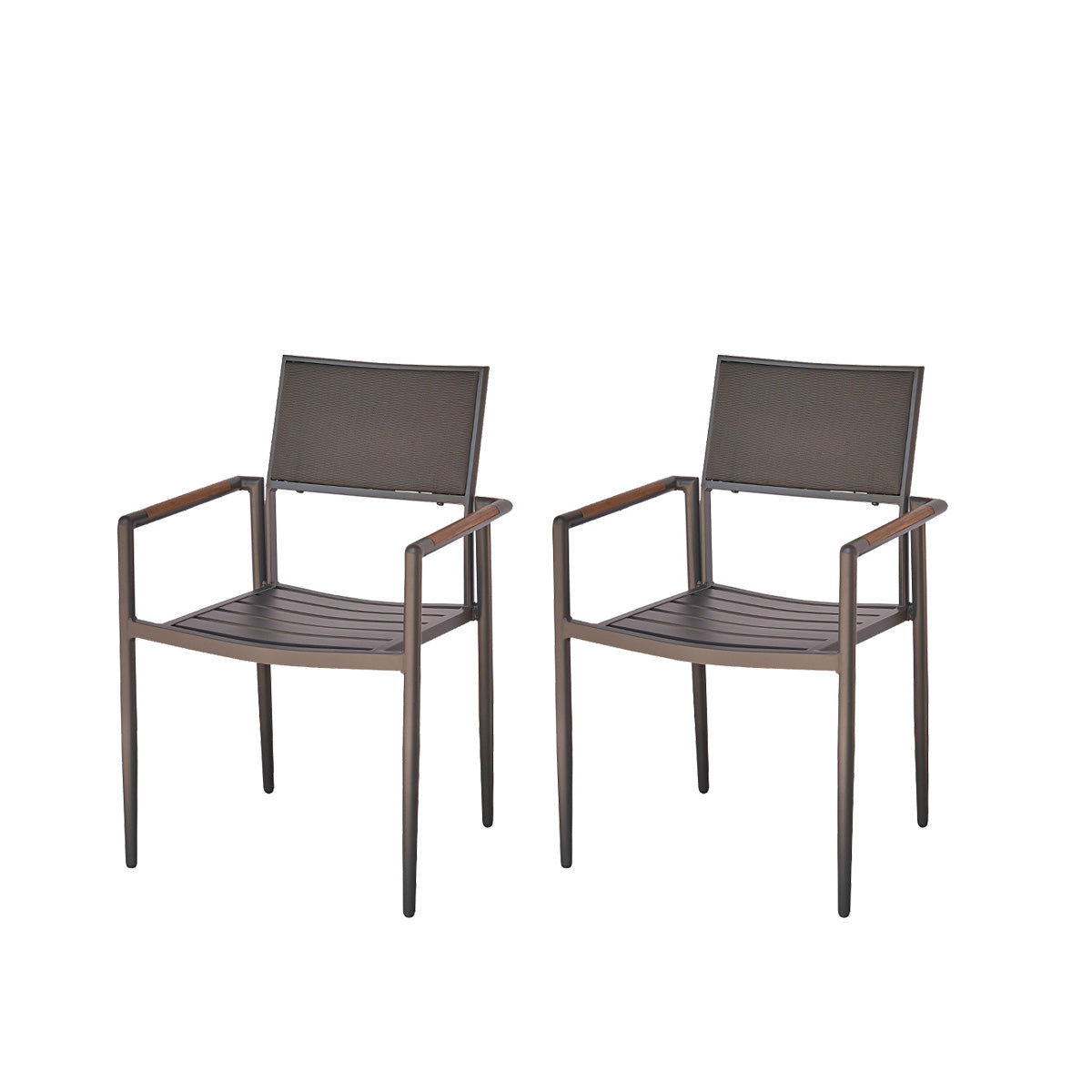 SIENA - Sillón de jardín de teca maciza y aluminio (lote de 2)