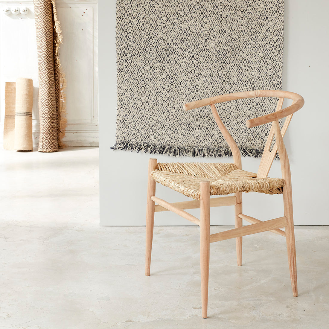 CAMILLE - Silla de mindi macizo y cuerda natural