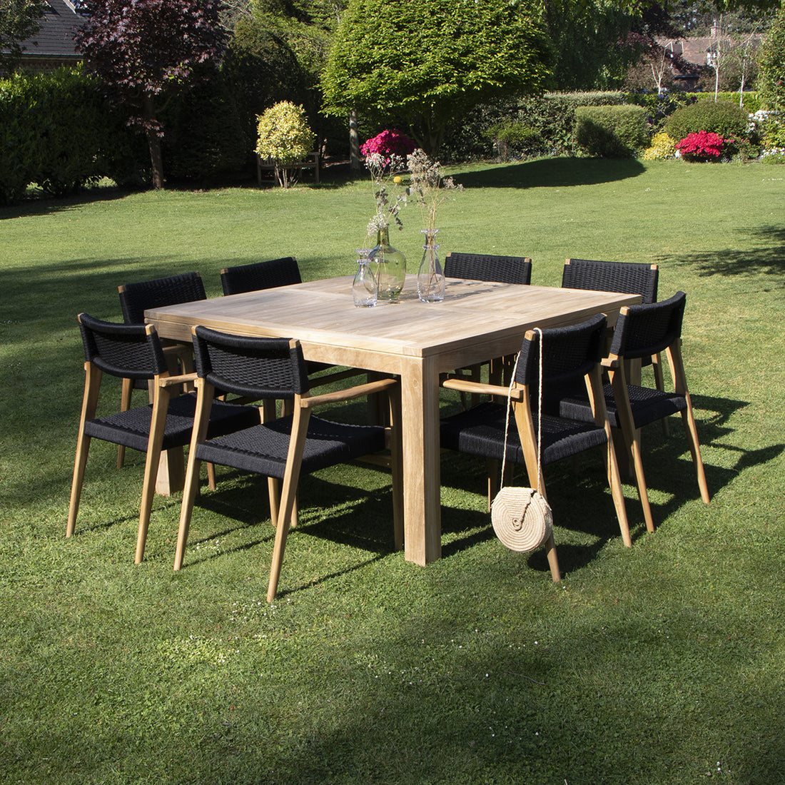 ESTHER - Salón de exterior de teca maciza y cuerda para 8 pers.