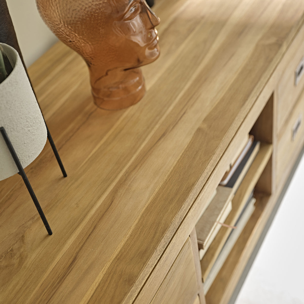 BOSTON - Mueble de TV de teca maciza de 120 cm