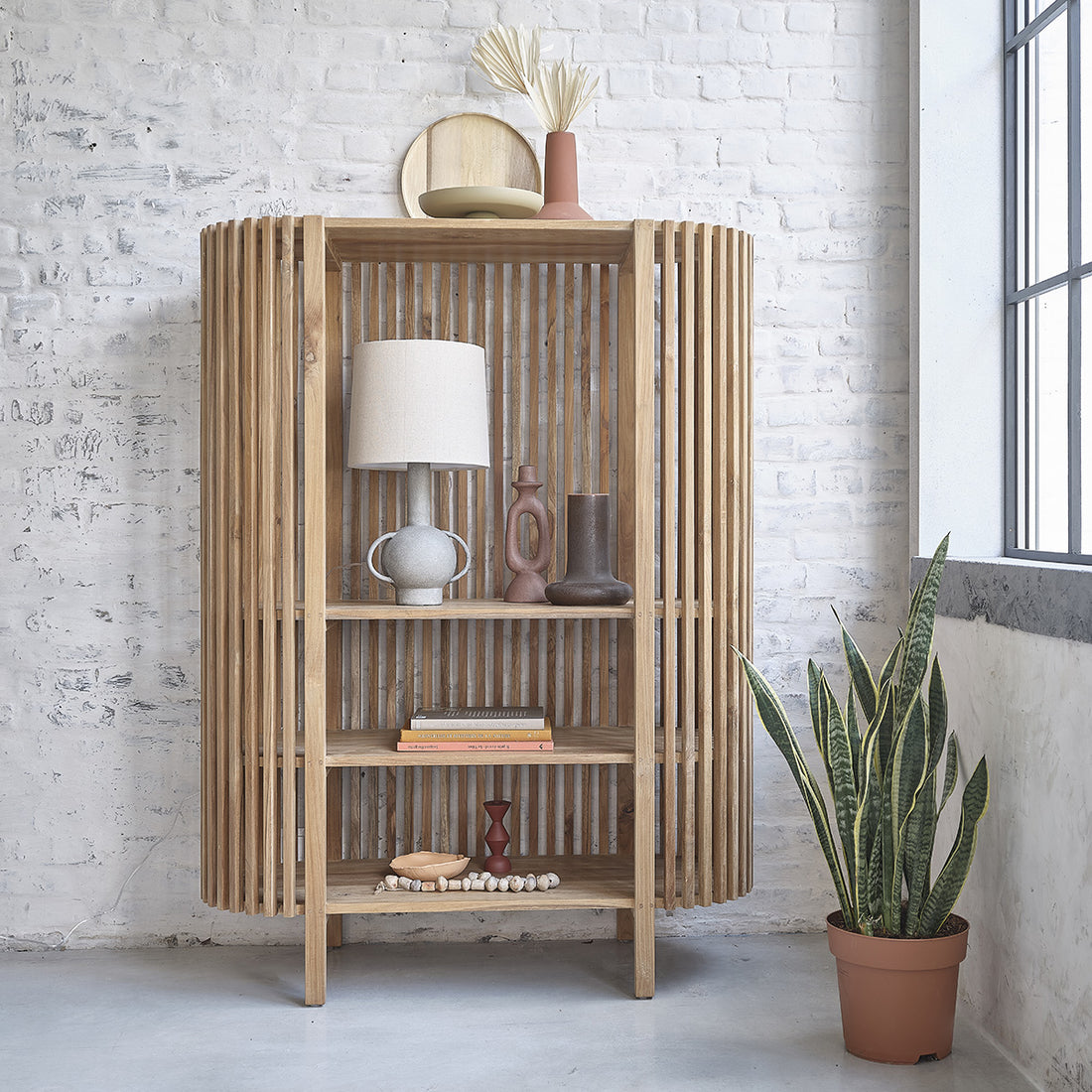 VICTORIA - Librería de teca maciza 160 cm