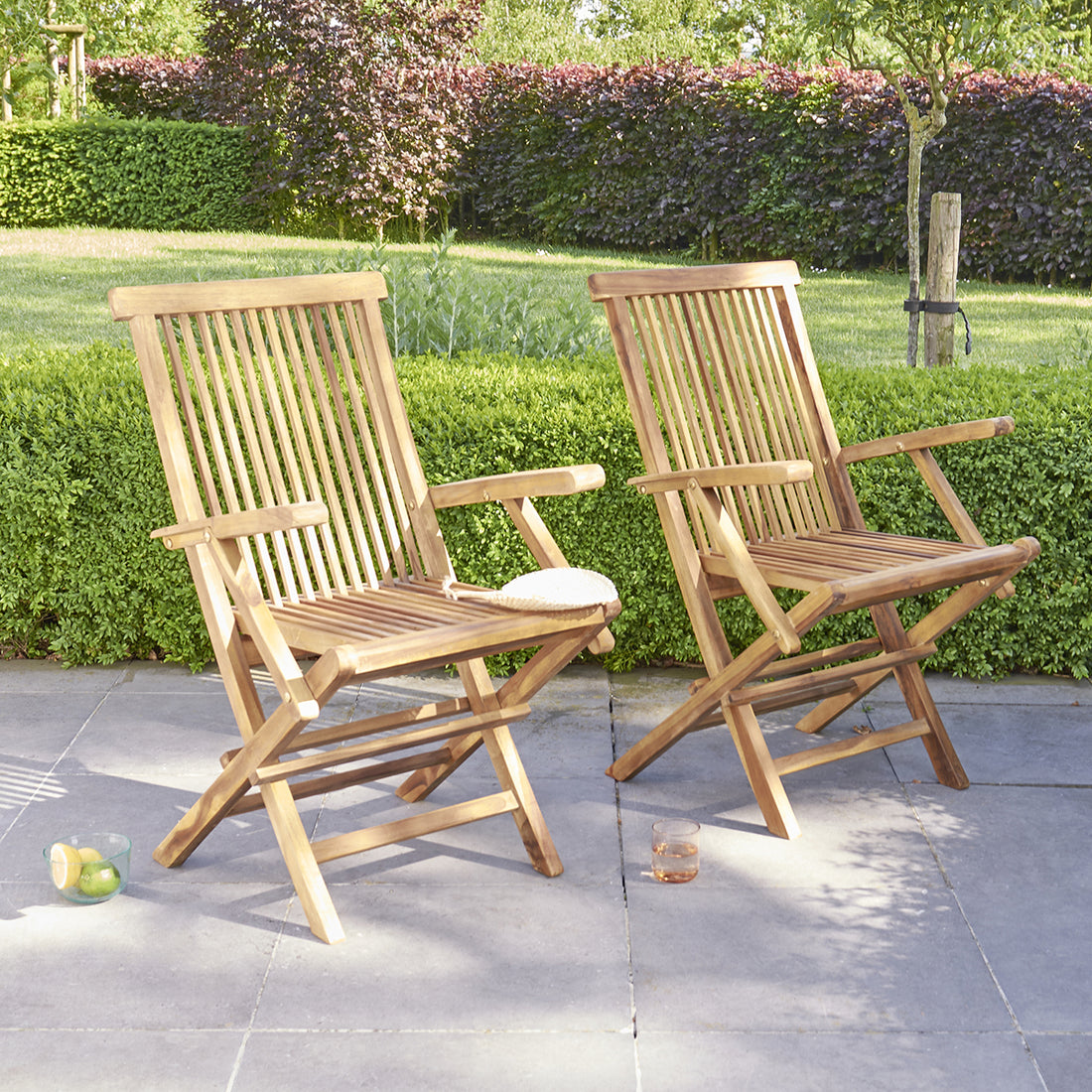 BALI - Sillón de exterior plegable de teca maciza aceitada (juego de 2) BALI