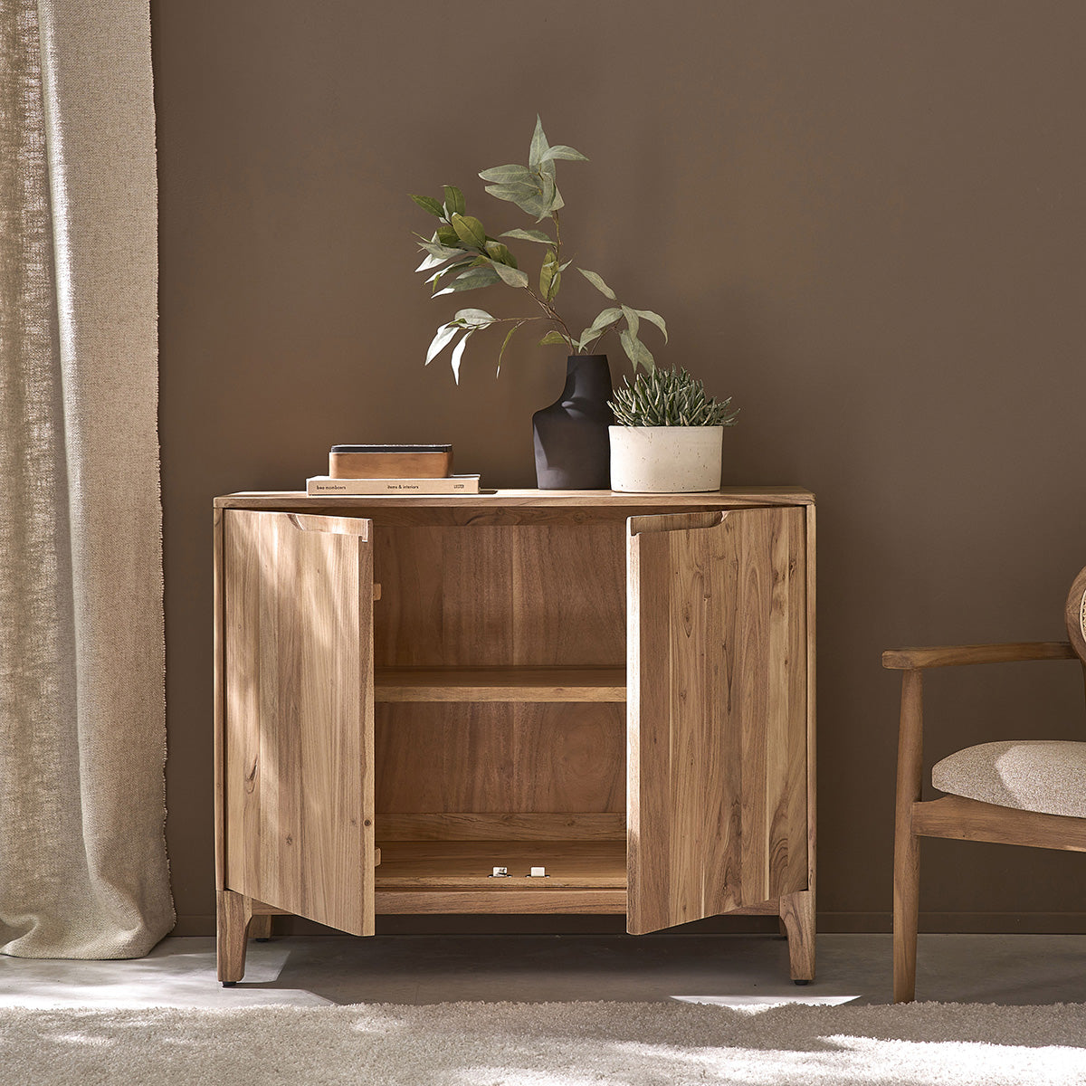 SAMSO - Aparador de acacia maciza de 100 cm