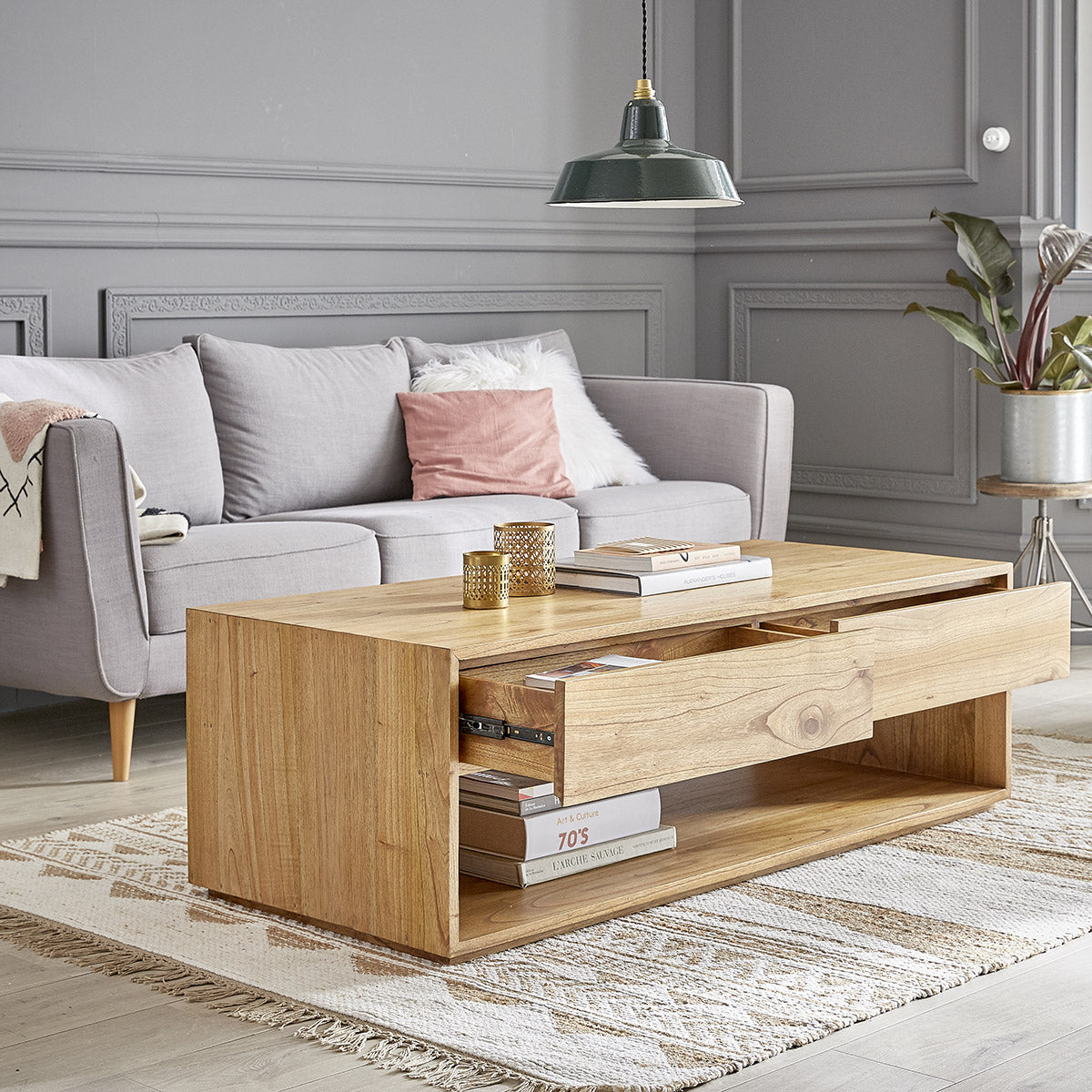 TILO - Mesa de centro de mindi macizo 140 cm