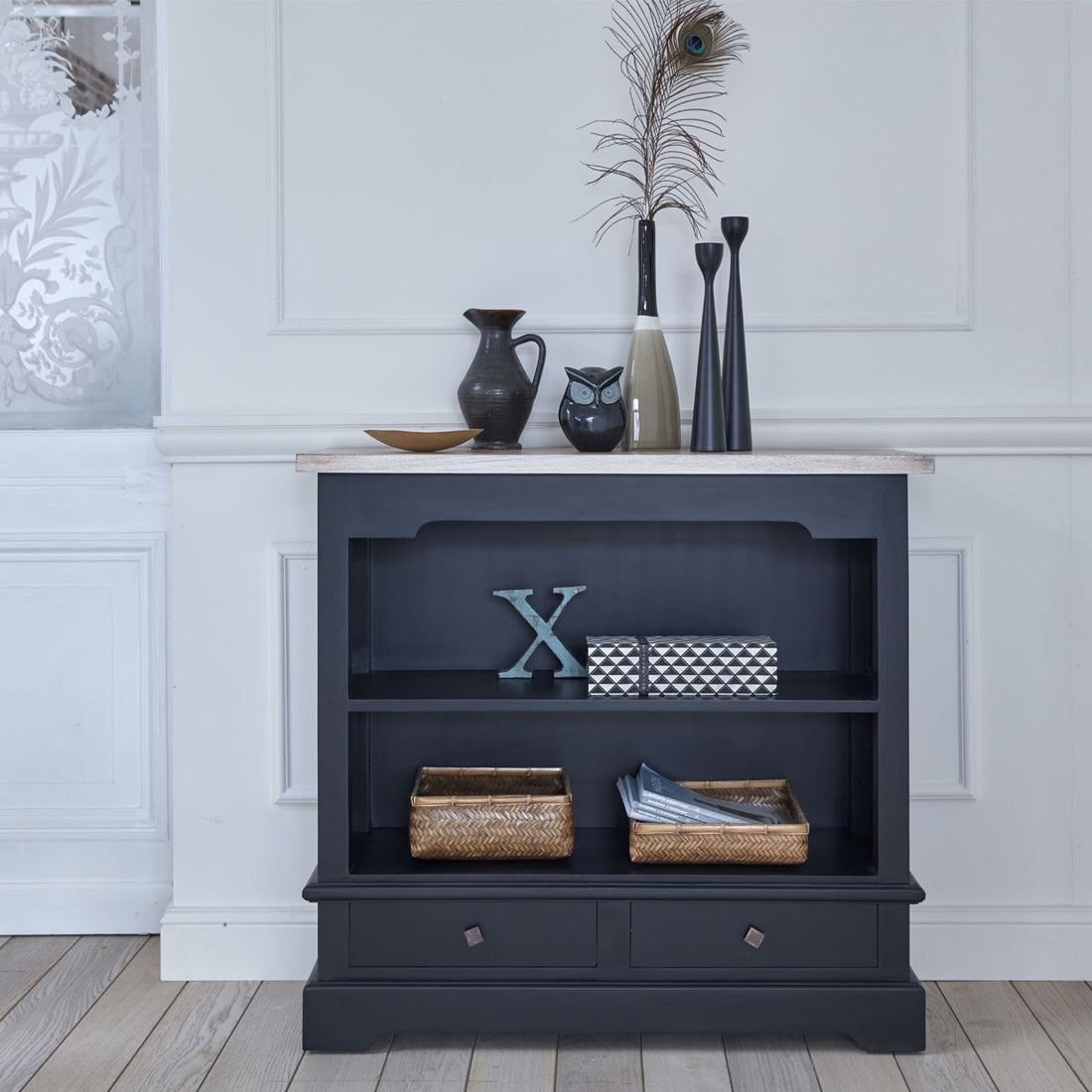 LONDRES - Cómoda de caoba y teca maciza 95 cm