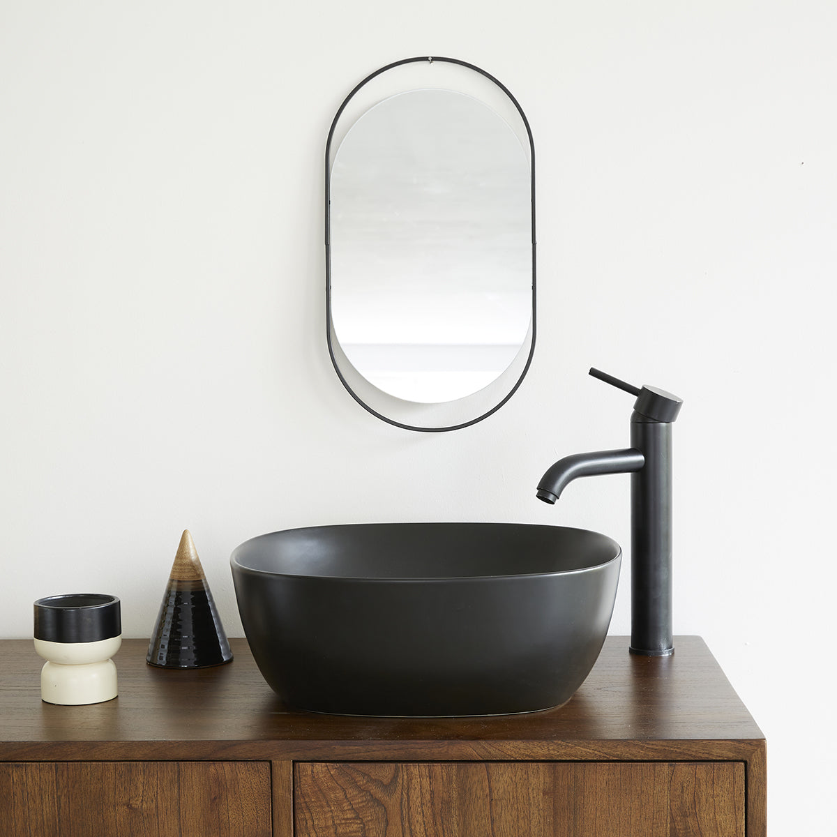 IRIS - Lavabo de cerámica negra Ø41 cm